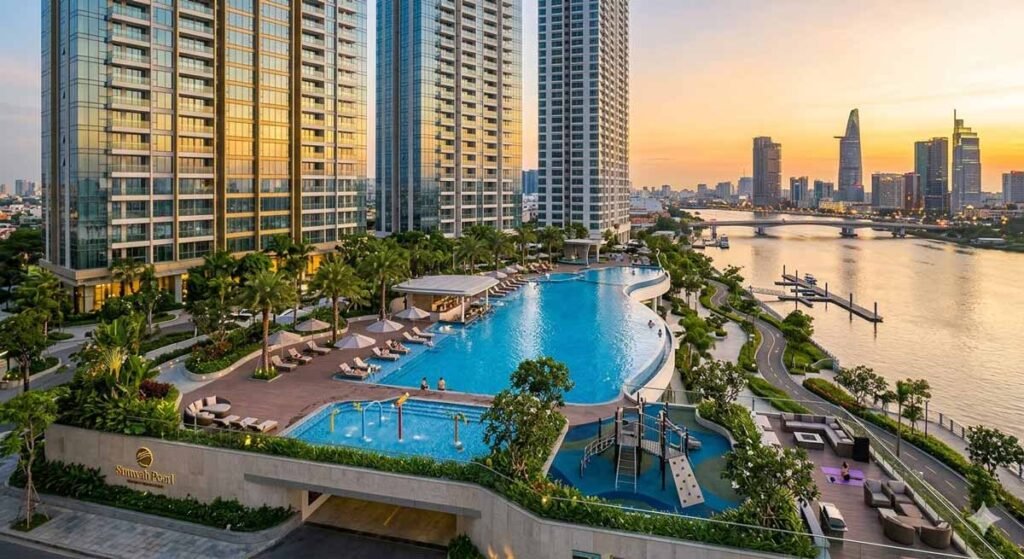 Phối cảnh tiện ích khu dân cư Sunwah Pearl được tạo ra từ AI