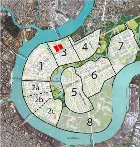 Vị trí dự án Thủ Thiêm River Park của Hongkong Land nằm ngay chân cầu Thủ Thiêm 1