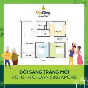 Căn hộ Vincity Grand Park 3 phòng ngủ