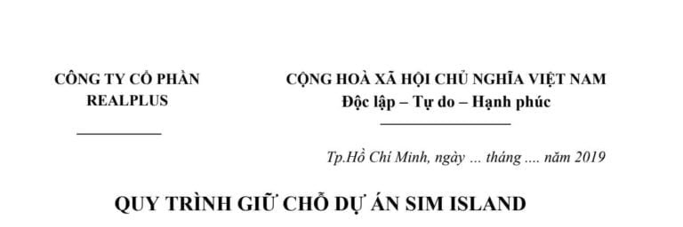 Quy trình Giữ chỗ Sim Island