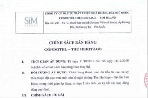 Chính sách bán hàng Condotel The Heritage