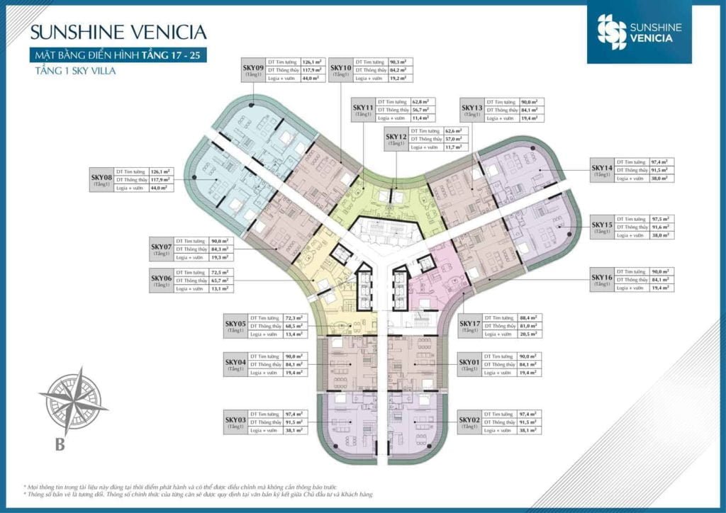 Mặt bằng Sky VIllas tầng 1