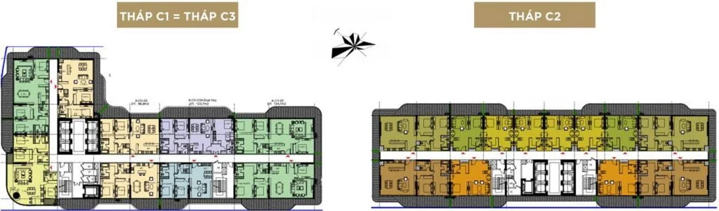 Mặt bằng căn hộ các tầng 10-12 và 14-17