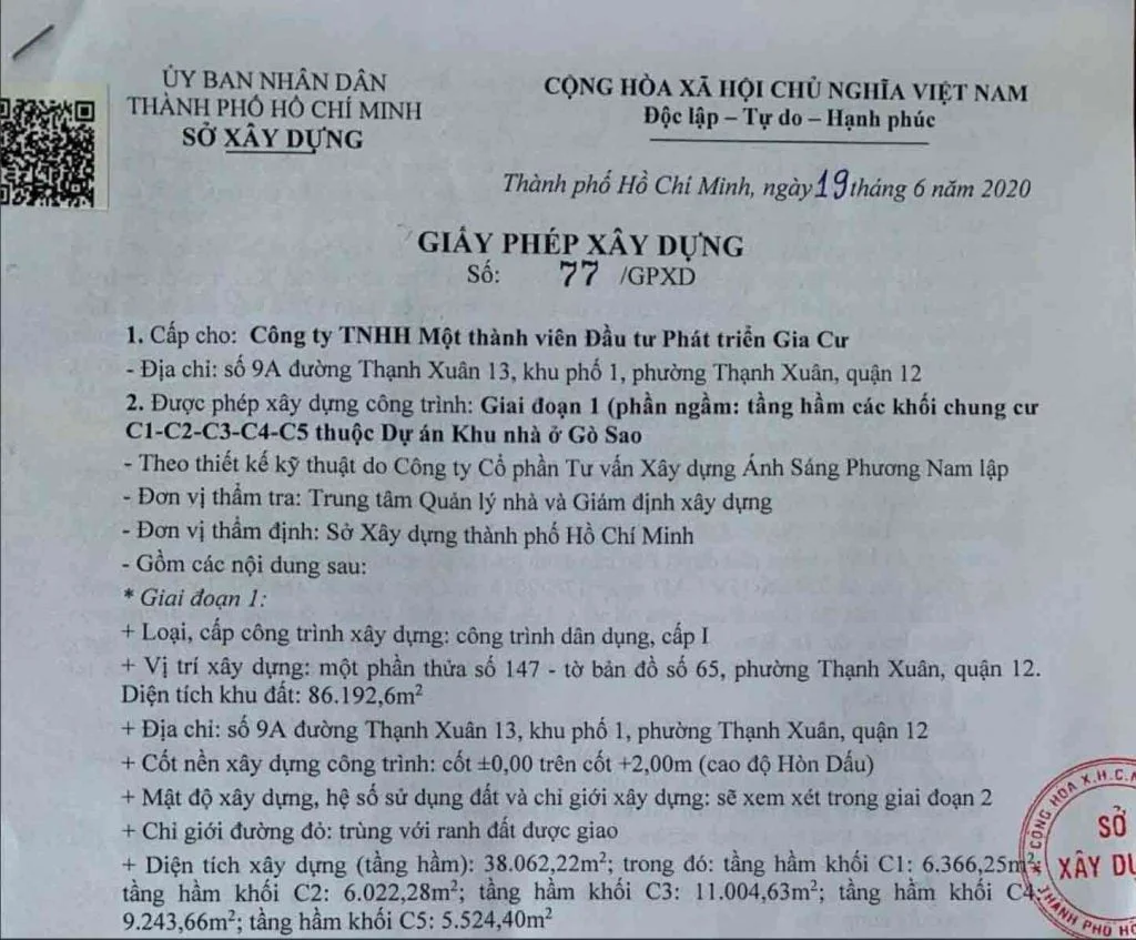 Giấy phép xây dựng Picity High Park