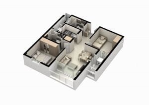 Mặt bằng căn hộ Thủ Thiêm Midtown 2 phòng ngủ 60m2