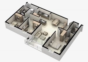 Mặt bằng căn hộ Thủ Thiêm Midtown 3 phòng ngủ 100m2