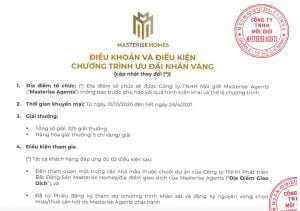 Thông báo chính thức của chương trình ưu đãi nhận vàng của Masterise Homes đối với dự án Masteri Centre Point