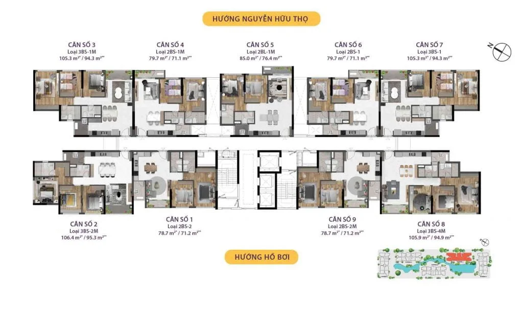 Mặt bằng căn hộ Celesta Rise Tháp 4 (Bàn giao thô)