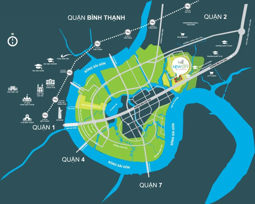 Bản đồ vị trí dự án nằm trong khu chức năng số 7 Thủ Thiêm