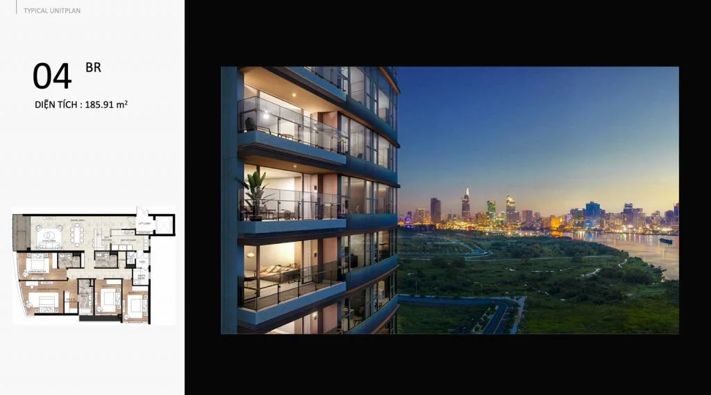 Mặt bằng căn hộ 4 phòng ngủ