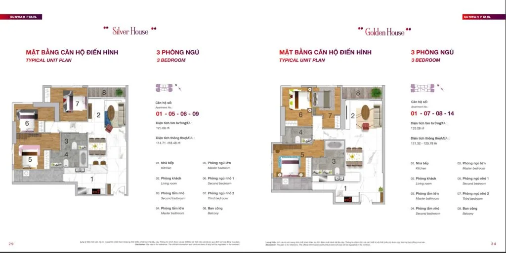 Mặt bằng căn hộ 3 phòng ngủ