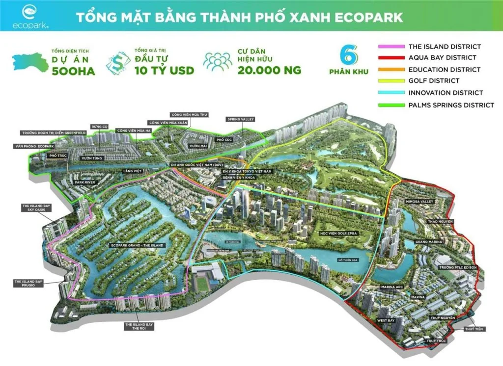 Mặt bằng tổng thể khu đô thị Ecopark