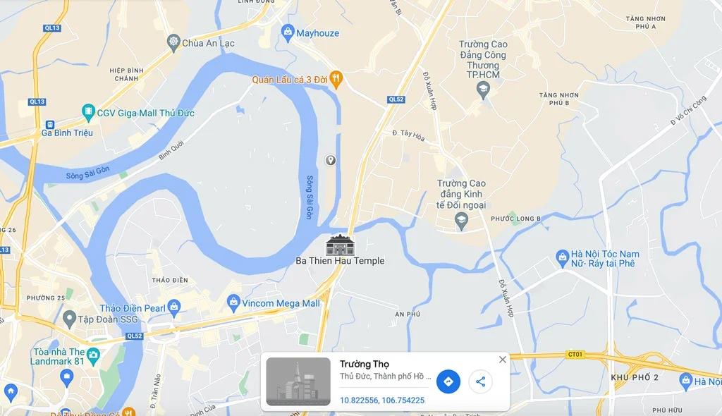 Dự án Saigon Quays Thủ Đức 2 Vị trí của khu đô thị trên Google Maps