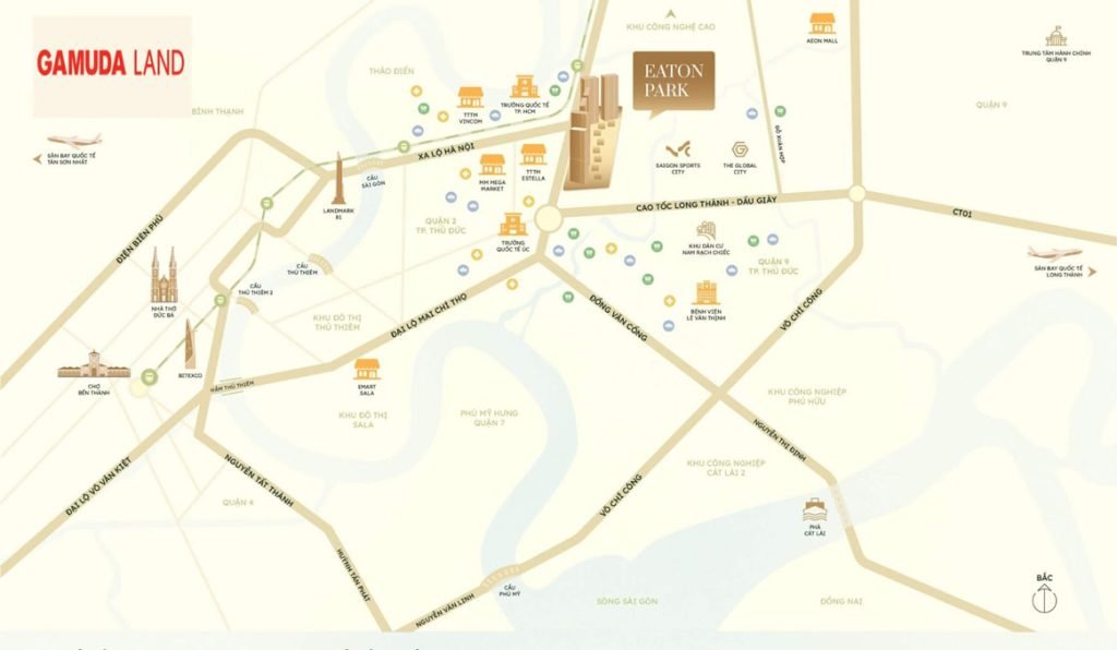 Vị trí dự án Eaton Park nằm trên đường Mai Chí Thọ Thủ Đức