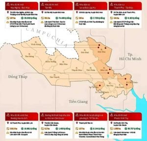 Bản đồ vị trí Các dự án đang Hot nhất hiện ở Long An