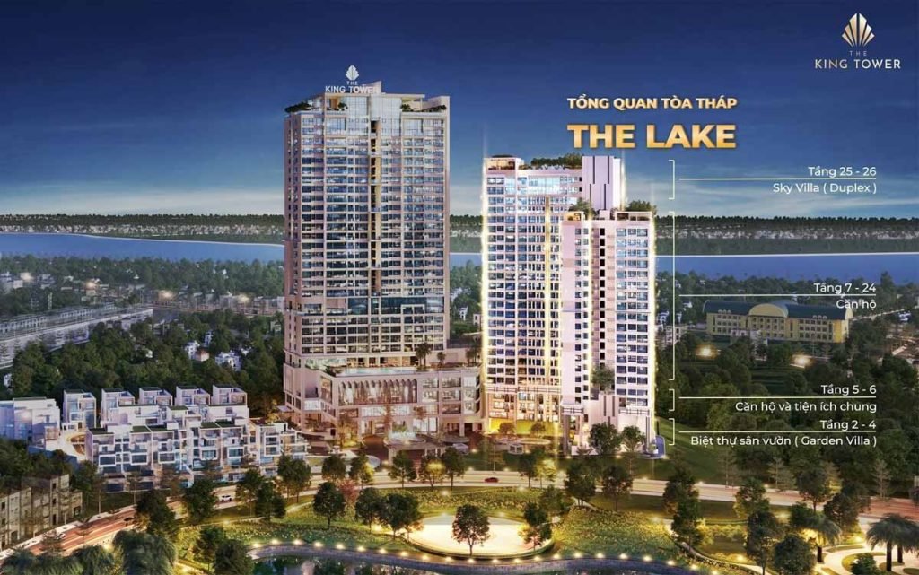 Tổng quan toà tháp The Lake của dự án The King Tower Phú Thọ
