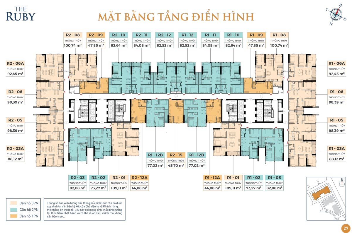 Mặt bằng căn hộ Newtown Diamond The Ruby