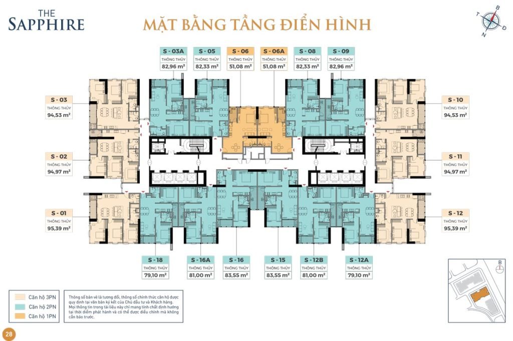 Mặt bằng căn hộ Newtown Diamond The Sapphire