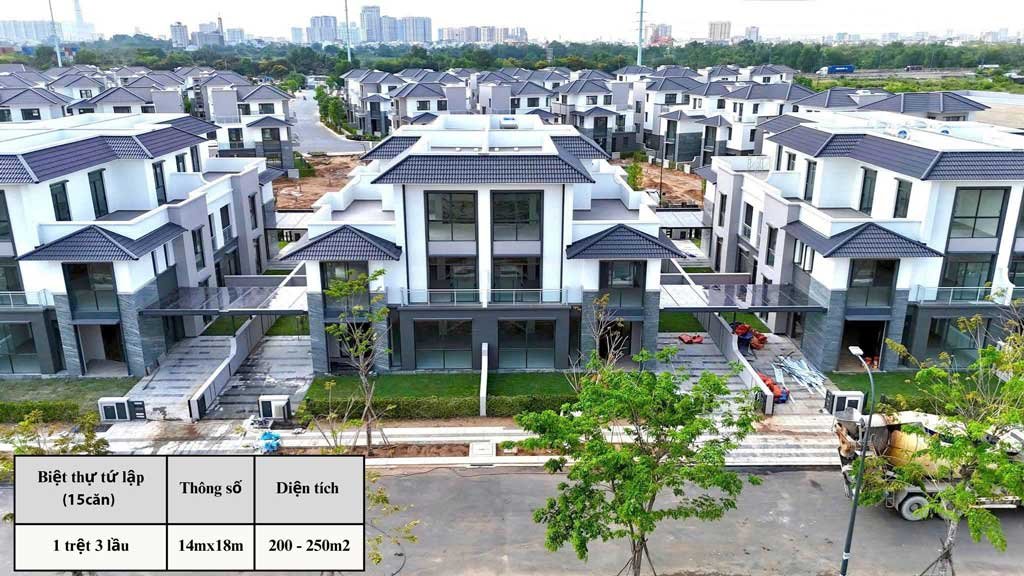 Hình ảnh thực tế biệt thự tứ lập Gladia