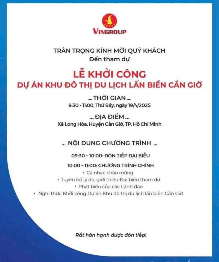 Lễ khởi công dự án khu đô thị du lịch lấn biển Cần Giờ 19/04/2025