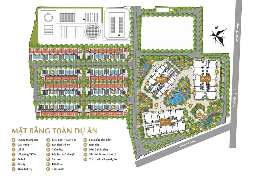 Mặt bằng tổng thể dự án Peace Village trong khu đô thị Đại Thắng