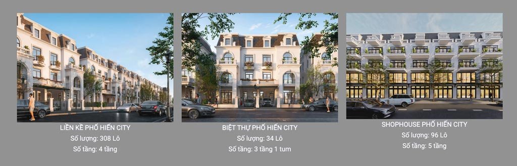 3 dòng sản phẩm trong dự án Phố Hiến City
