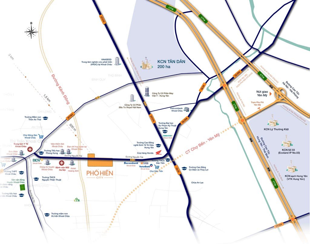 Bản đồ vị trí dự án Phố Hiến City