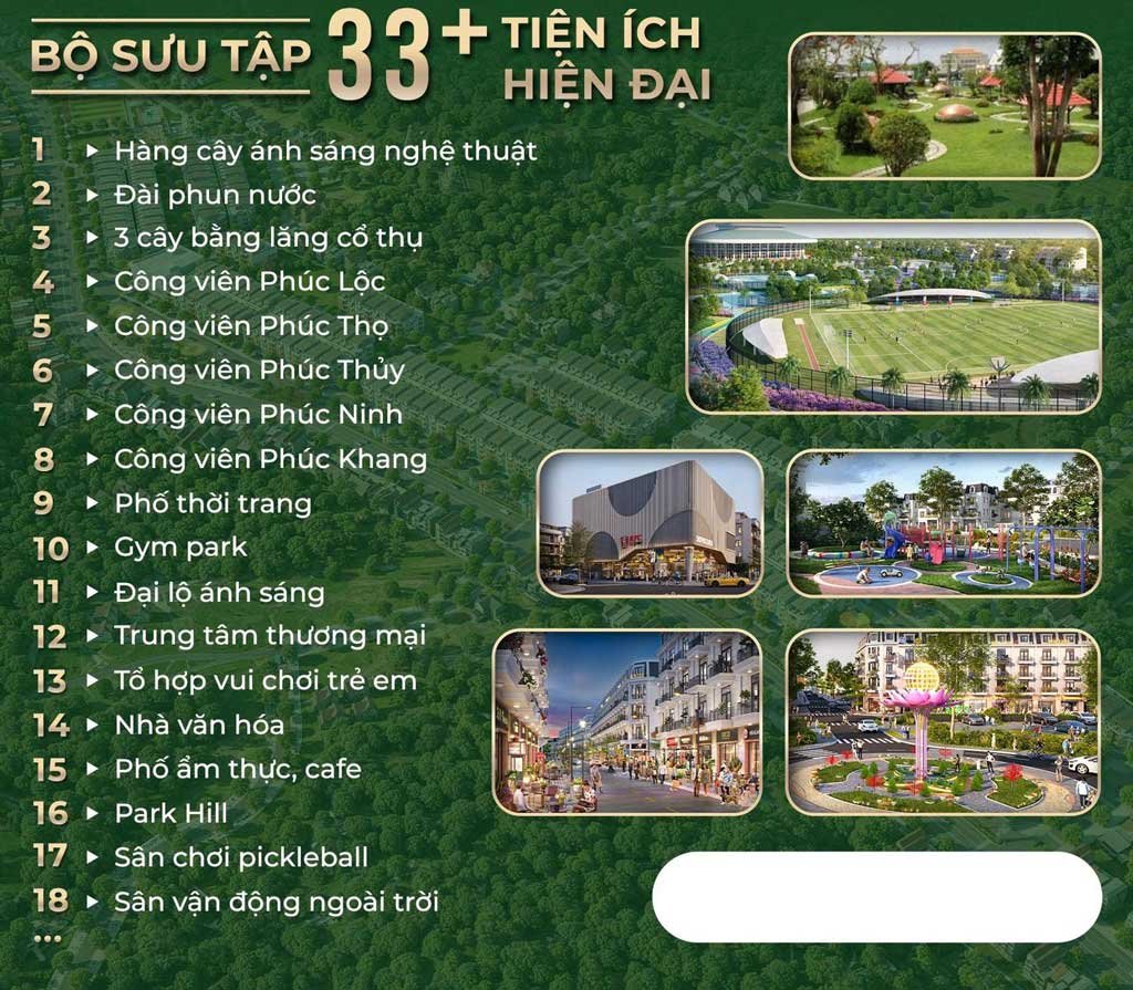 Bộ sưu tập 33 tiện ích hiện đại của dự án