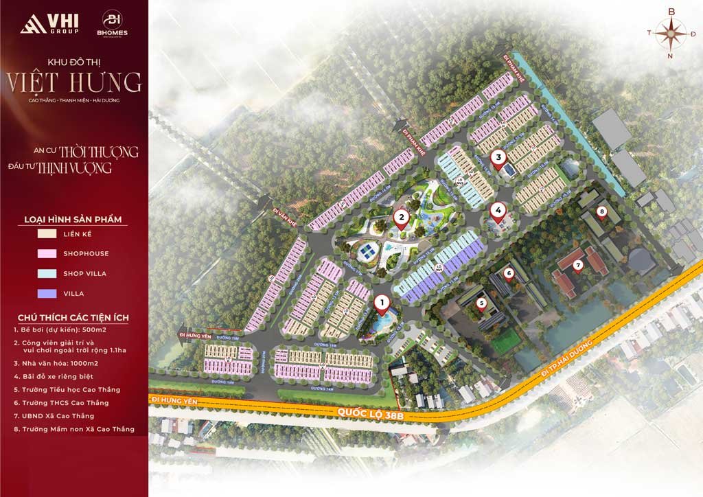 Mặt bằng dự án khu đô thị Việt Hưng Thanh Miện