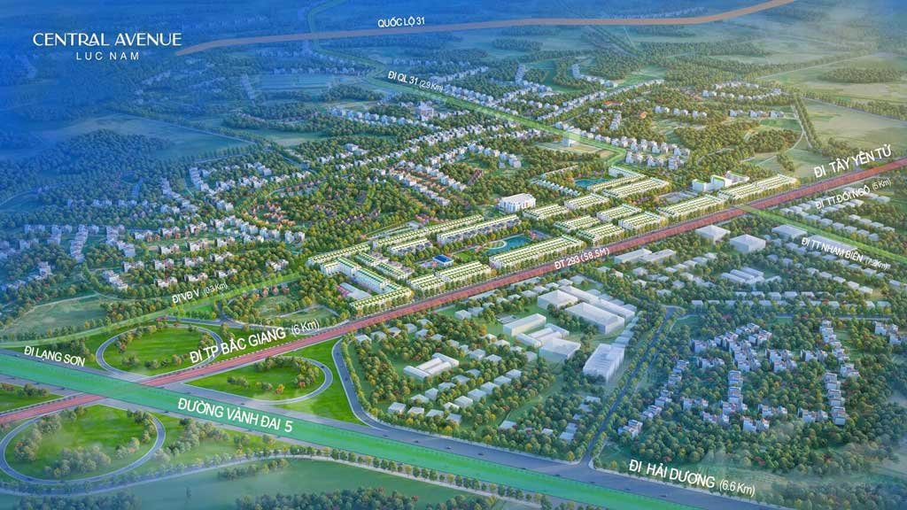 Toàn cảnh dự án khu đô thị Central Avenue Lục Nam