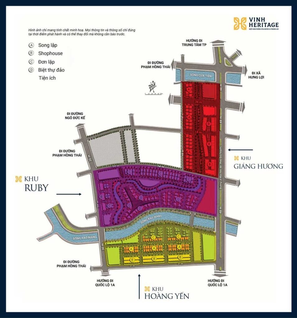 Hình ảnh về 3 phân khu của dự án