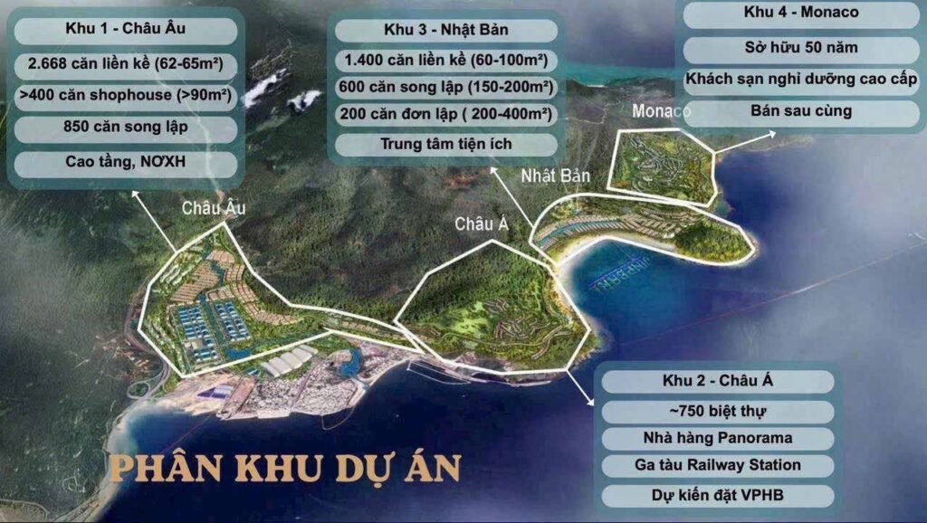 4 phân khu có trong dự án