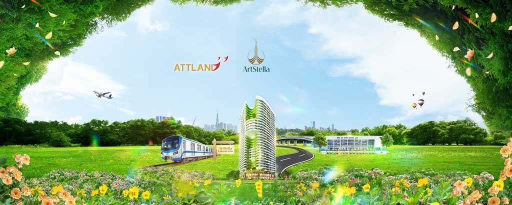 Hình phói cảnh của dự án căn hộ ArtStella với tuyến Metro đi ngang qua