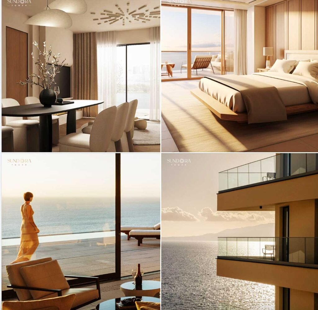 Phối cảnh nội thất bên trong căn hộ và view bên ngoài