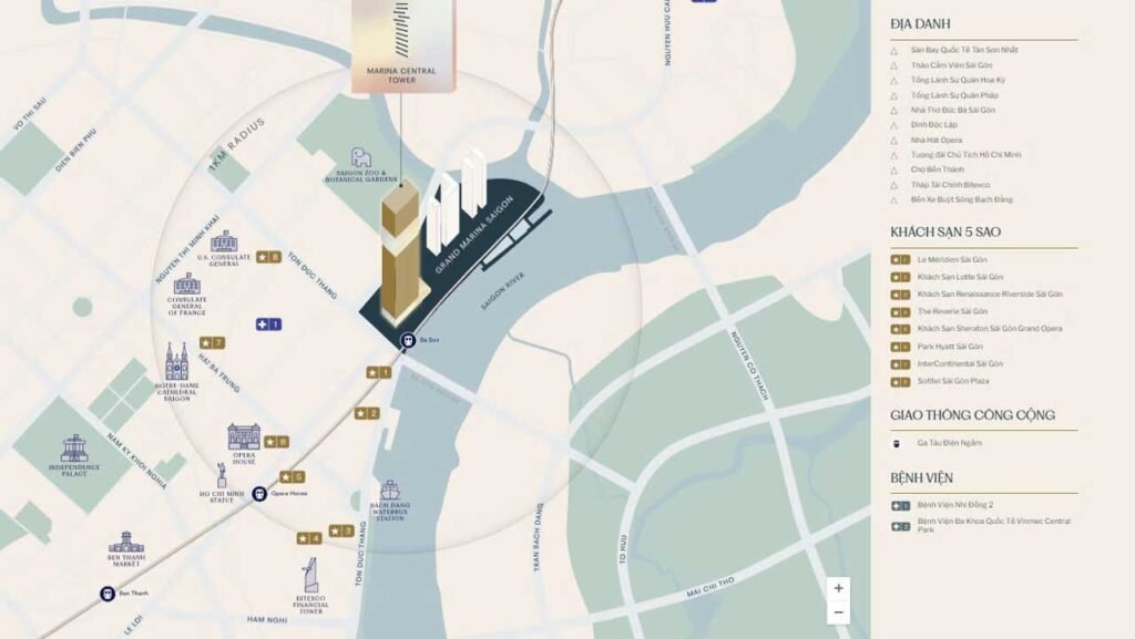 Vị trí toà nhà Saigon Marina IFC tại trung tâm Thành phố Hồ Chí Minh
