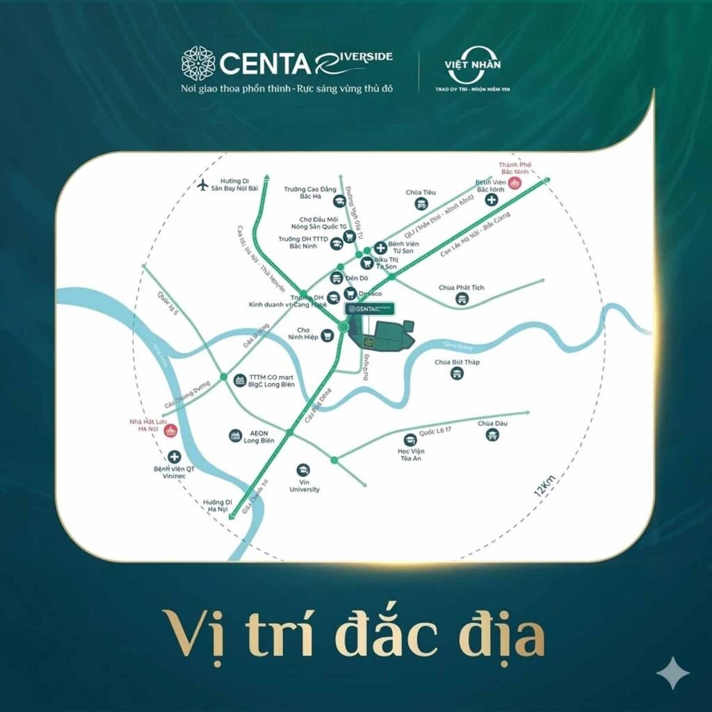  Vị trí Centa Riverside Bắc Ninh