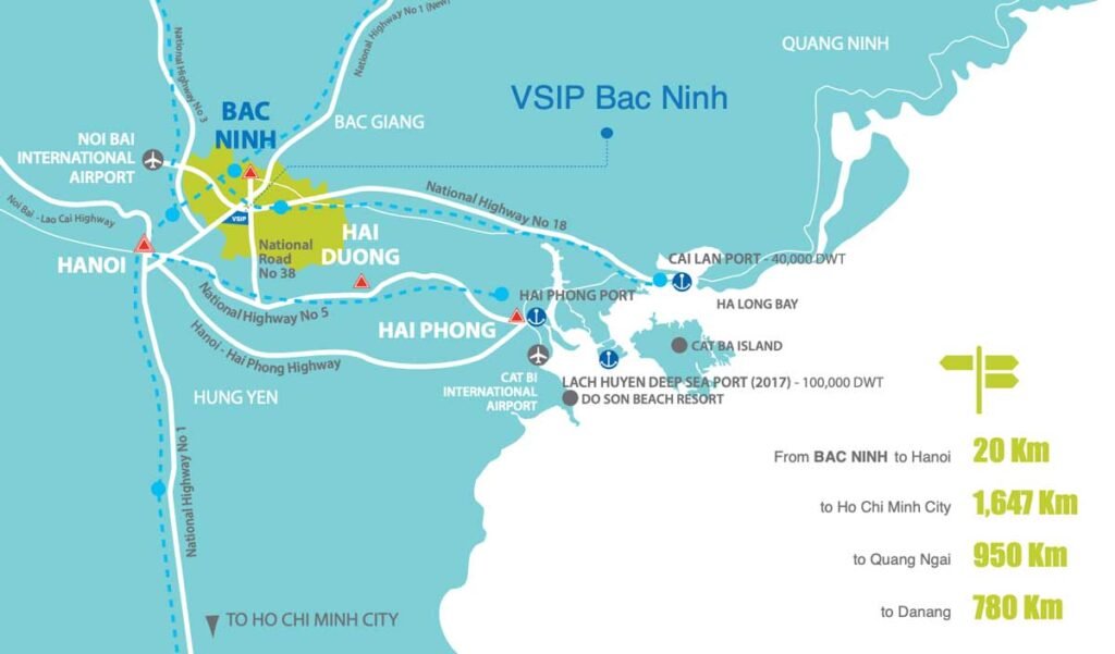 Bản đồ vị trí KCN Vsip Bắc Ninh