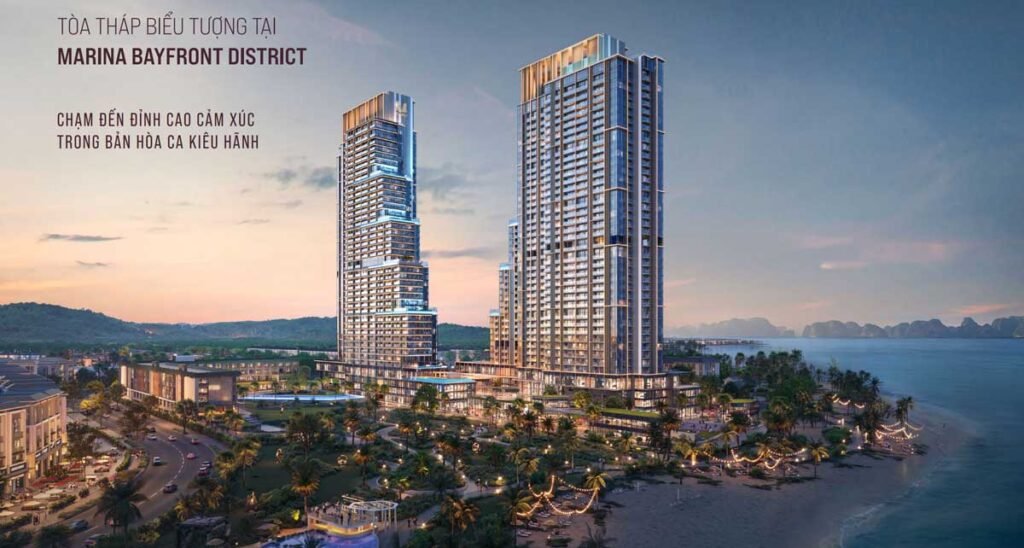 Hình phối cảnh 2 toà tháp căn hộ Aria Bay Hạ Long