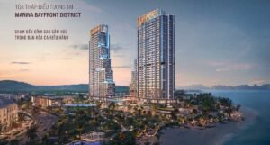 Hình phối cảnh 2 toà tháp căn hộ Aria Bay Hạ Long