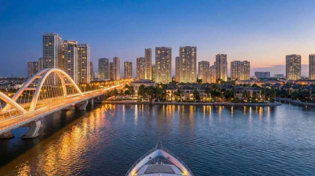 Phối cảnh cầu Thịn Vượng kết nối Imperia Green Paradise tới ngọn tháp Hải Đăng 108 tầng