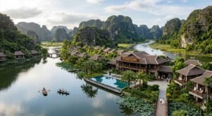 Hình phối cảnh Heritage Ninh Bình Resort được Gemini Google tạo