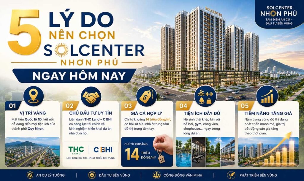 Solcenter Nhơn Phú – Dự án Nhà ở xã hội Nhơn Phú 1 Quy Nhơn Bình Định 6 5 lý do nên đầu tư mua Solcenter Nhơn Phú