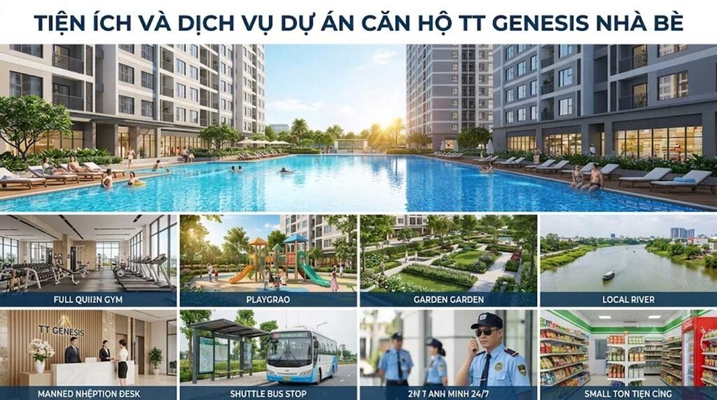 TT Genesis Nhà Bè: Giá bán, vị trí, tiện ích và tiến độ mới nhất 2026 12 Dịch vụ và tiện ích khu dân cư TT Genesis Nhà Bè