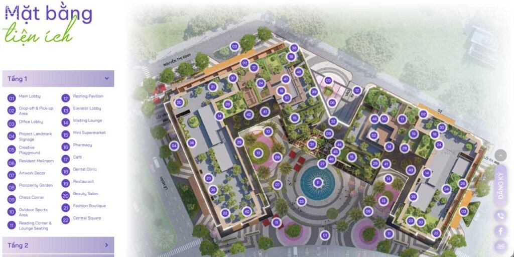 Mặt bằng tiện ích tầng 1 Nam Mekong Grand Plaza