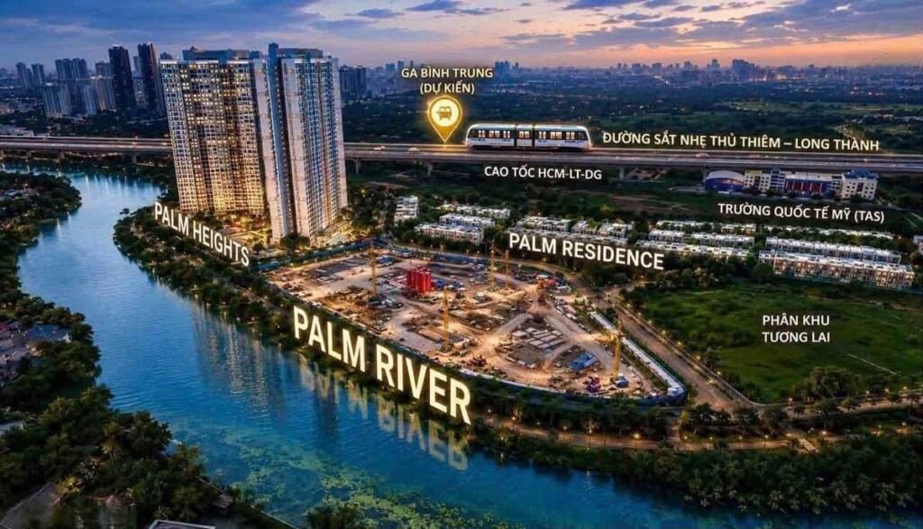 Palm City – Khu đô thị nghỉ dưỡng ven sông tại trung tâm Nam Rạch Chiếc 13 Cập nhật tiến độ dự án Palm City mới nhất