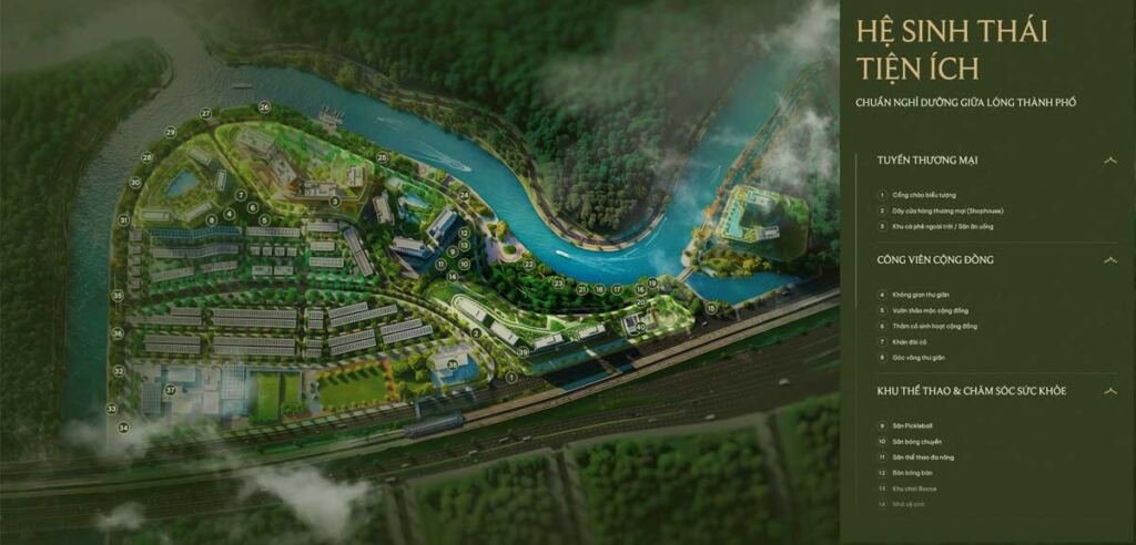 Palm City – Khu đô thị nghỉ dưỡng ven sông tại trung tâm Nam Rạch Chiếc 12 Hệ sinh thái tiện ích của khu đô thị