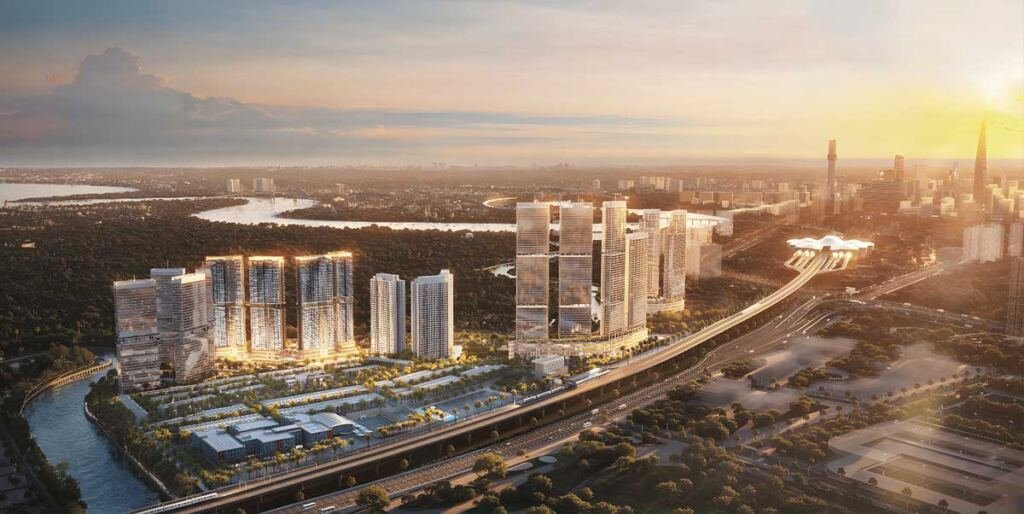 Căn Hộ Palm River – Phân Khu Hạng Sang Giữa Lòng Palm City | Giá Dự Kiến 168 Triệu/m² 5 Hình tổng thể khu căn hộ Palm River trong khu đô thị Palm City