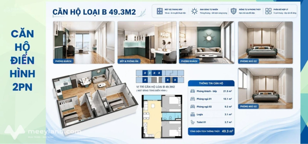 Căn hộ loại B 49.3m2