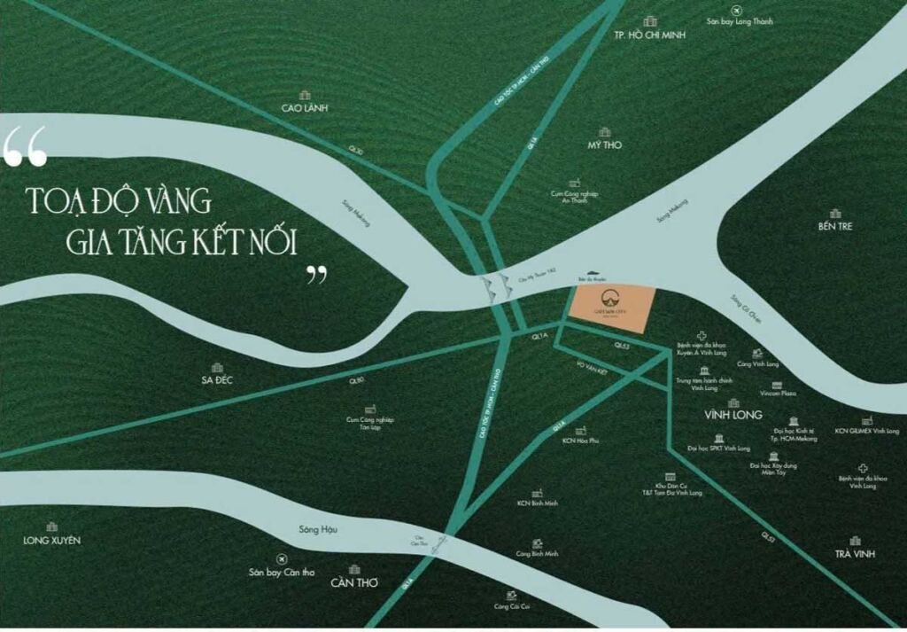 Vị trí dự án Gateway Cổ Chiên Vĩng Long