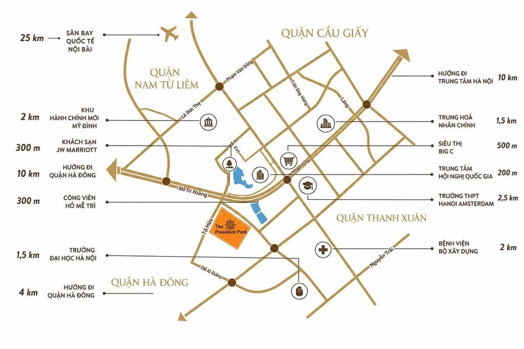 Bản đồ vị trí The President Park Mễ Trì